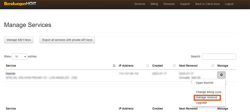 搬瓦工VPS续费设置