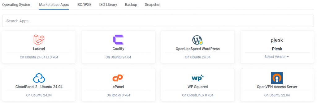 Vultr云服务器可安装软件