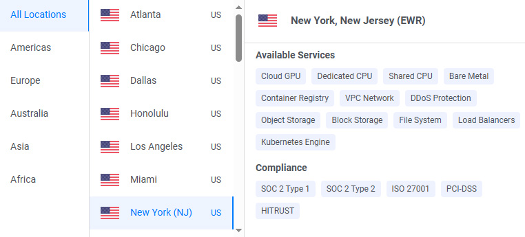 Vultr云服务器机房位置